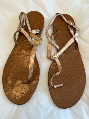 Kate Spade Sandals Rose Gold T-Strap Ankle Strap women size 10